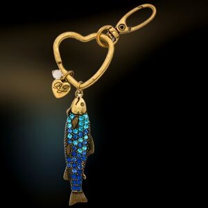 Betsey Johndon- Elegant Blue and Gold Fish Keychain